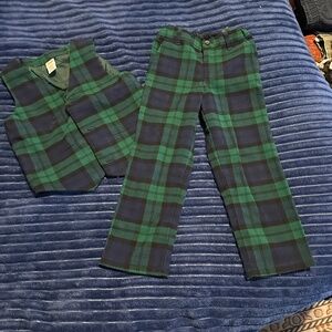 Like New 2 Piece Green + Blue Plaid Boy's Set- 5T